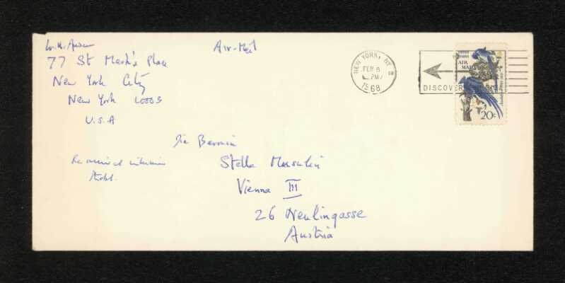 Autograph Letter Signed W. H. Auden to Stella Musulin 1968-02-06