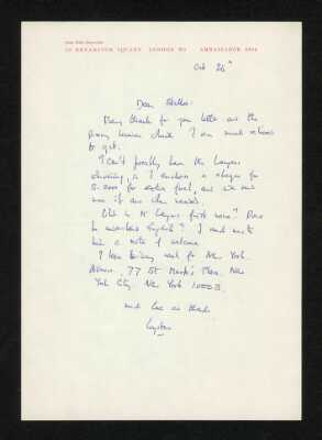Autograph Letter Signed W. H. Auden to Stella Musulin 1968-10-24